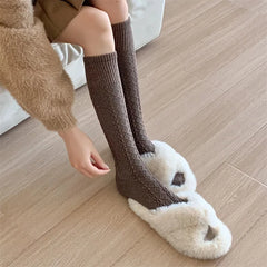 BXOXO Retro Women Stockings High Quality Japanese Style New Solid Color Knee High Socks For Women Korean Style Warm Casual Long Socks