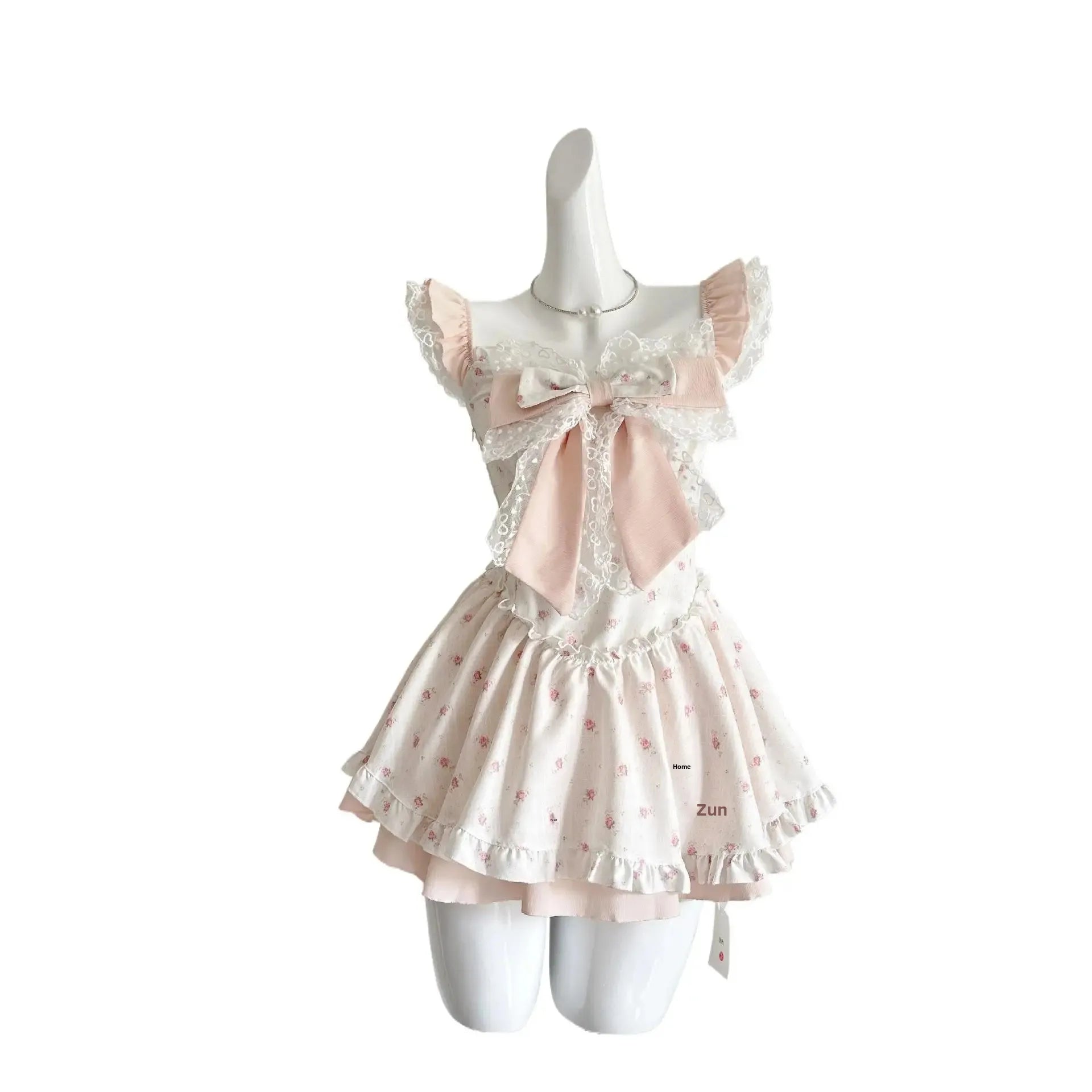 Bxoxo White Bubble Short Pants Floral Print Midi Dress Sleepwear Spring Summer New Arrival Women's Dress Elastic Waist Polyester Fiber