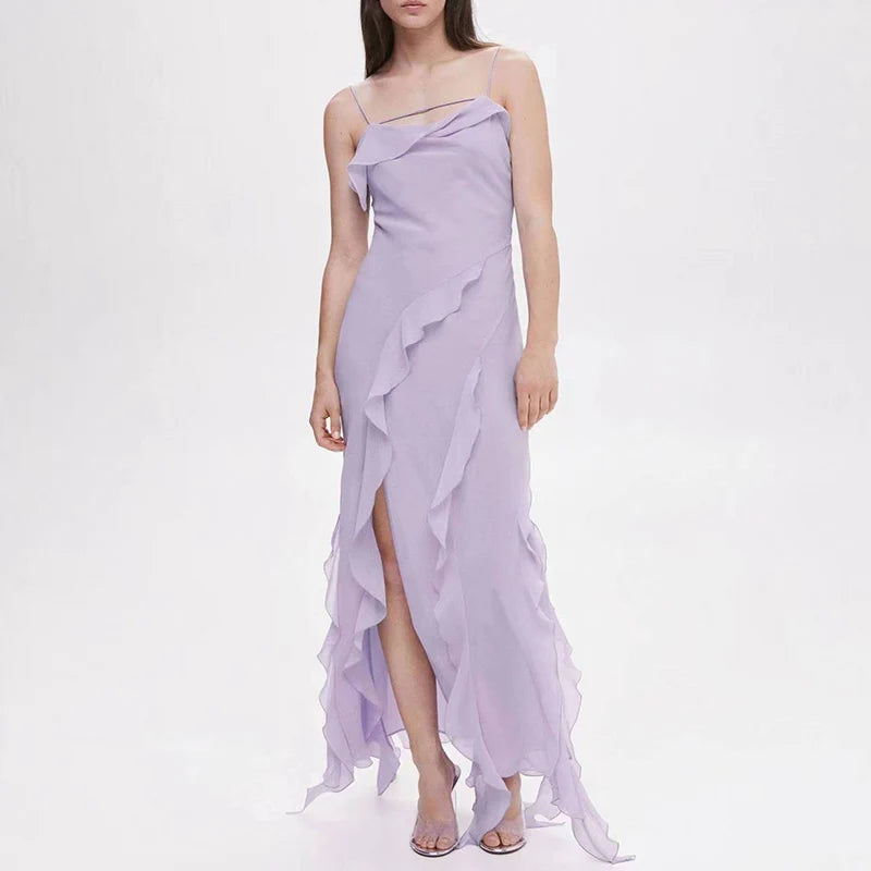 Bxoxo  Loungewear Sleeveless Party Dress, Women Summer V-Neck Sexy Fashion Maxi Dress, Slim Solid Bandage Patchwork Ladies Dress