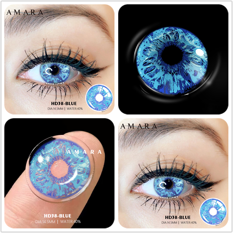 BXOXO Color Contact Lenses For Eyes 2pcs Anime Cosplay Colored Lenses Blue Crazy Halloween Lenses Contact Lens Beauty Makeup