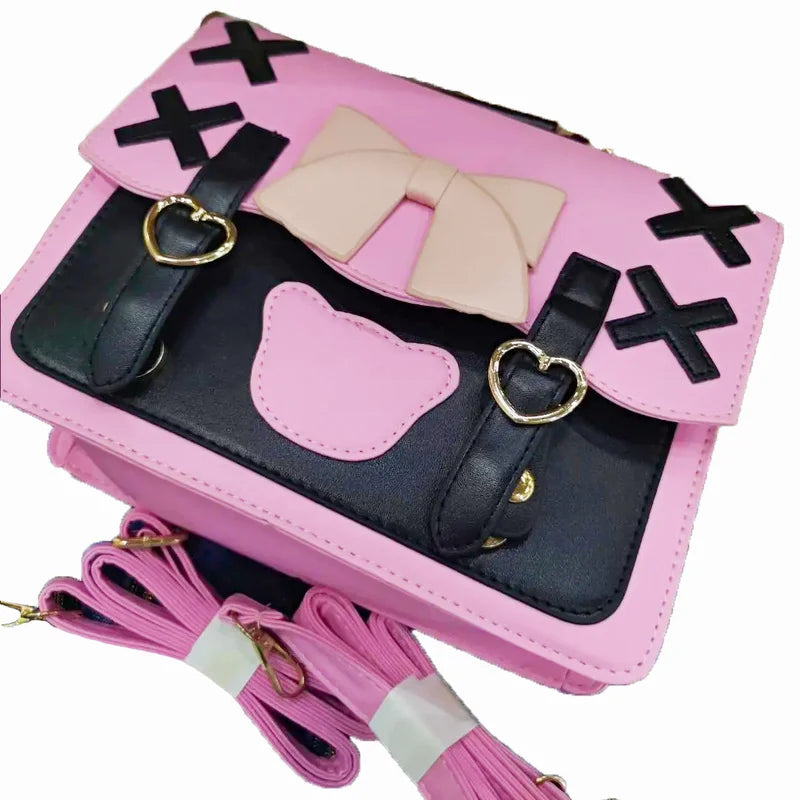 BXOXO Harajuku Lolita Shoulder Bag Women Japanese Kawaii Bowknot Female Messenger Bag Cute Womens Handbag Satchel Pouch