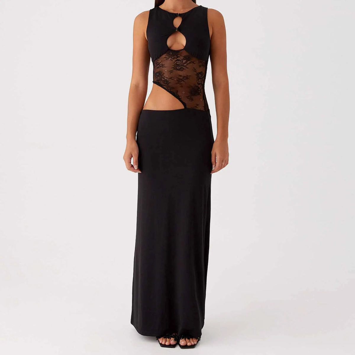 BXOXO Sexy Women Long Dress Lace Patchwork Hollow-Out Sleeveless Dress Summer Casual Fashion Bodycon Dress Party Night