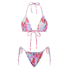 BXOXO Women 2 Pieces Bikini Swimsuit Spaghetti Strap Top Tie Side Triangle G-Thong Bathing Suit Beach Holiday Swimwear
