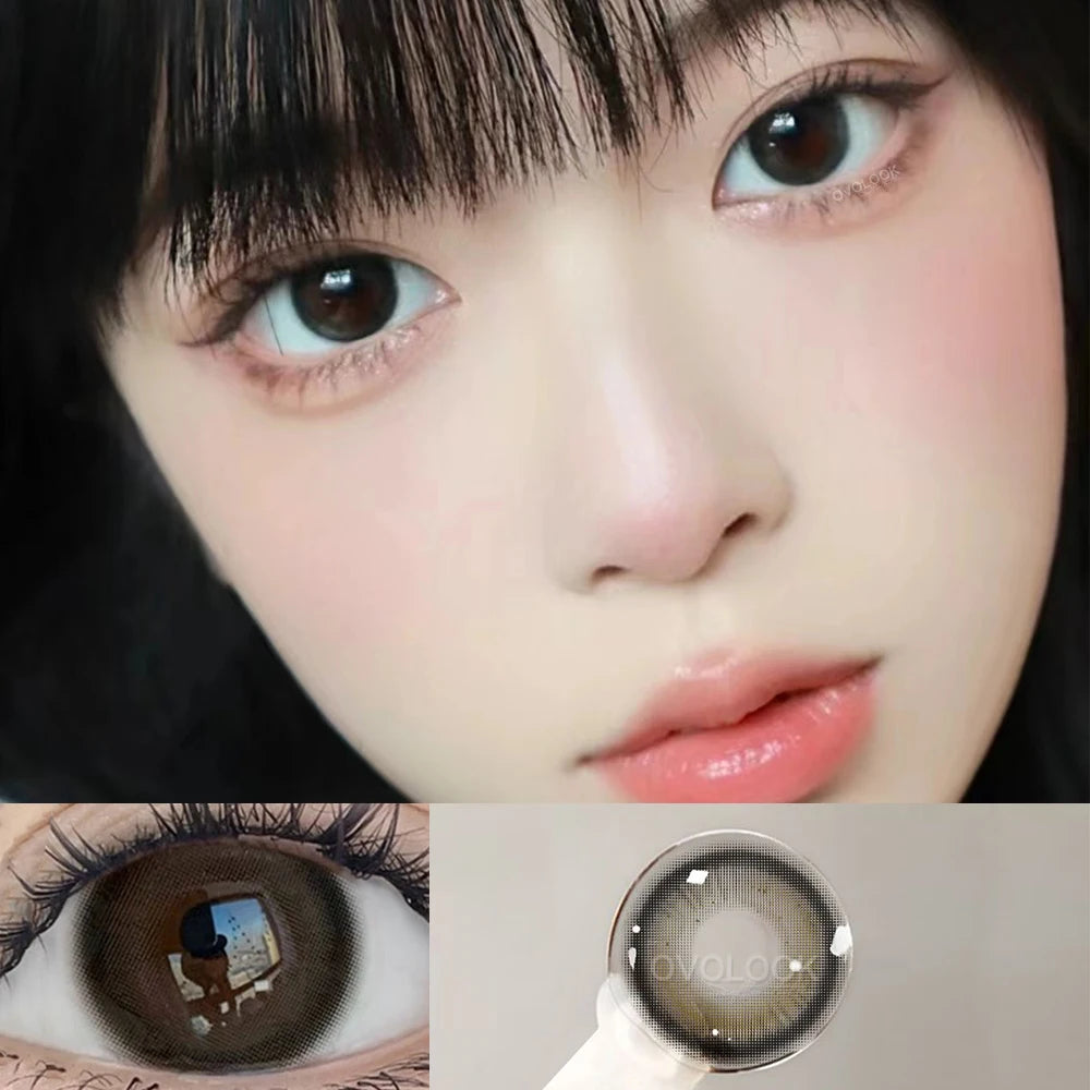 BXOXO 2PCS Brown Lenses Natural Contact Lenses for Eyes Super Beauty Eye Color Lenses Myopia Lenses With Diopters Prescription