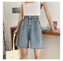 BXOXO Summer Denim Shorts For Women 2024 Spring Summer Fashion Loose High Waisted Shorts Chic Solid Casual Jean Shorts