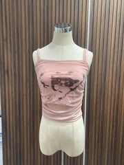 Bxoxo Summer Women Dark Academia Coquette 2000s Aesthetic Bodycon Camisole Gyaru Fake Two Pieces Crop Tops Hot Sexy Kpop Kawaii Y2k