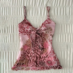 BXOXO Flower Leopard Pattern Suspenders Emo Girl Casual Fashion Y2K Crop Top Chic Harajuku Aesthetic Sweet Urban Sexy Punk Women's Top