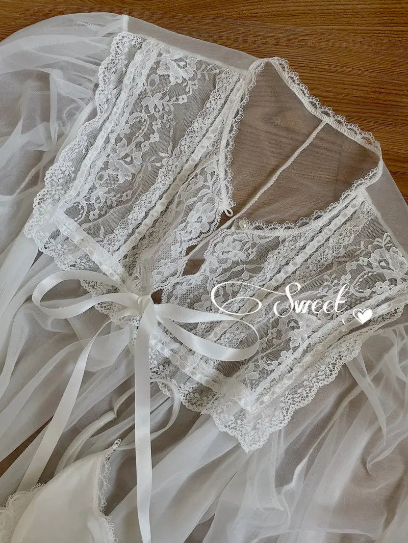 BXOXO Autumn White Fairy Vintage Sweet Dress Women Mesh Lace Sexy Casual Korean Dress Female Patchwork Designer Princess Dresses