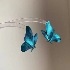Bxoxo Gradual Dark Blue Butterfly Super Fairy Blue Ear Jewelry Women's Style Pearl And Jewelry Accessories Chinese Origin