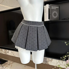 Bxoxo Sweet Bow Lace Stitching Women Skirts Spring Korean A Line Pleated Skirts Y2K High Waist Streetwear All Match Ladies Mini Skirt