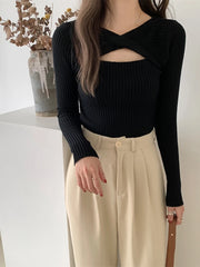 BXOXO Women Sweater Chic Cashmere Pullovers Women Long-sleeved Knitted Streetwear Jumpers Solid Sweater 2024 Autumn Winter