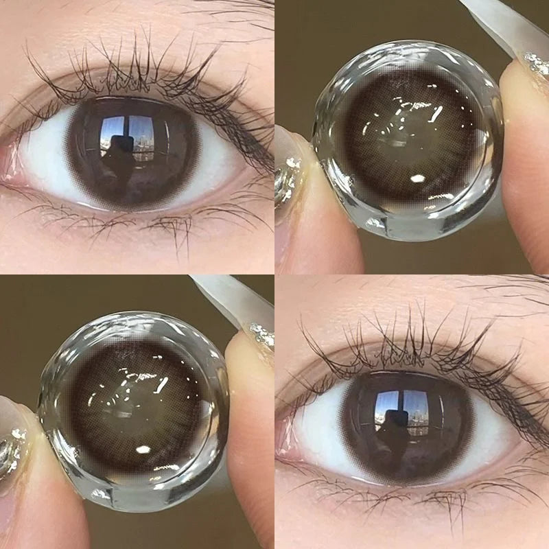 BXOXO 1Pair Myopia -0.00 to -8.00 Colour Contacts Lenses Natural Black Eye Lenses Beauty Pupil Blue Gray Lenses