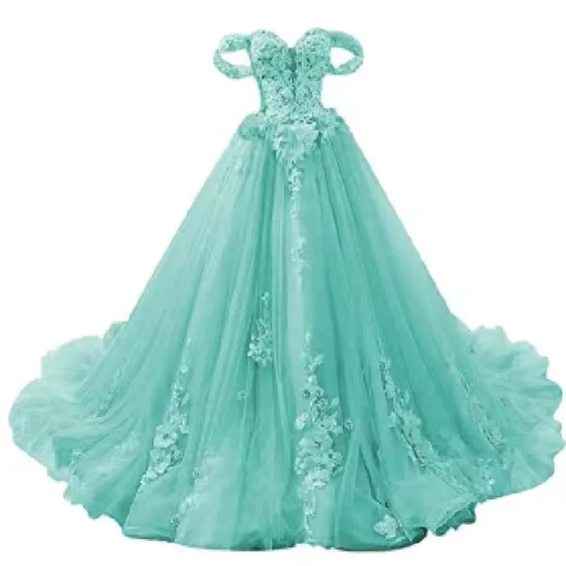 BXOXO Luxury Sky Blue Lace Quinceanera Dresses Sweetherts Tulle Party Vestidos 15 Anos Vintage Ball Gown Quinceanera Gown