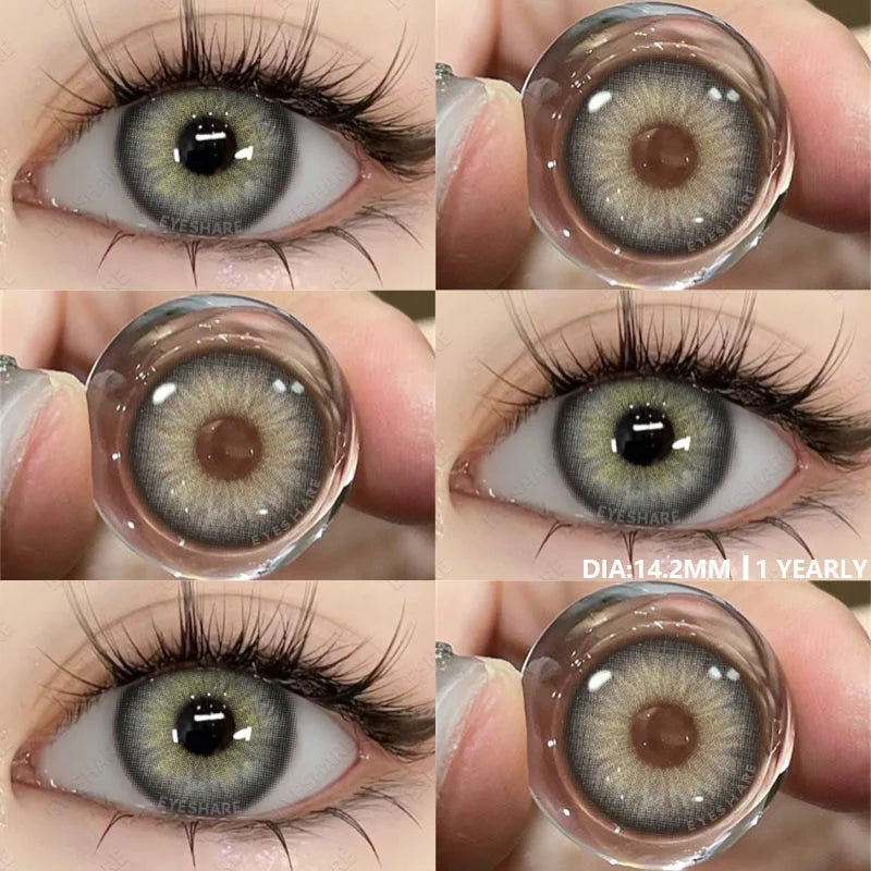 BXOXO Colored Contact Lenses 1pair Natural Eye Lens Blue Eye Lenses Brown Lenses Gray Pupils Yearly Cosmetic Green Contacts