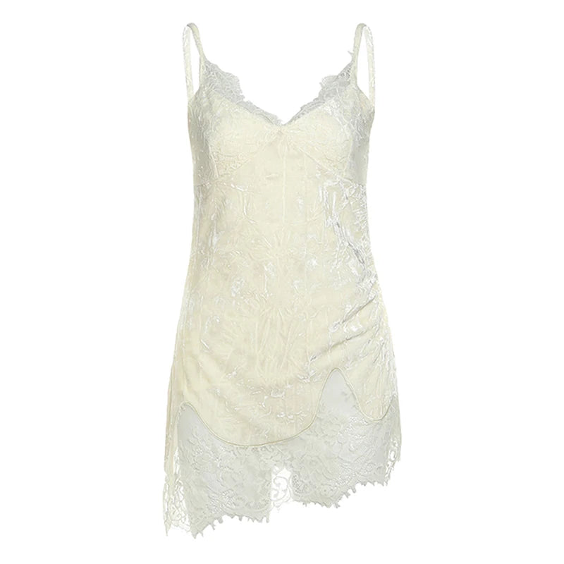 Bxoxo Lace Patchwork V-Neck Camis Women Y2K Summer Sexy Spaghetti Straps Sleeveless Tank Korean Fashion Irregular Female Vest