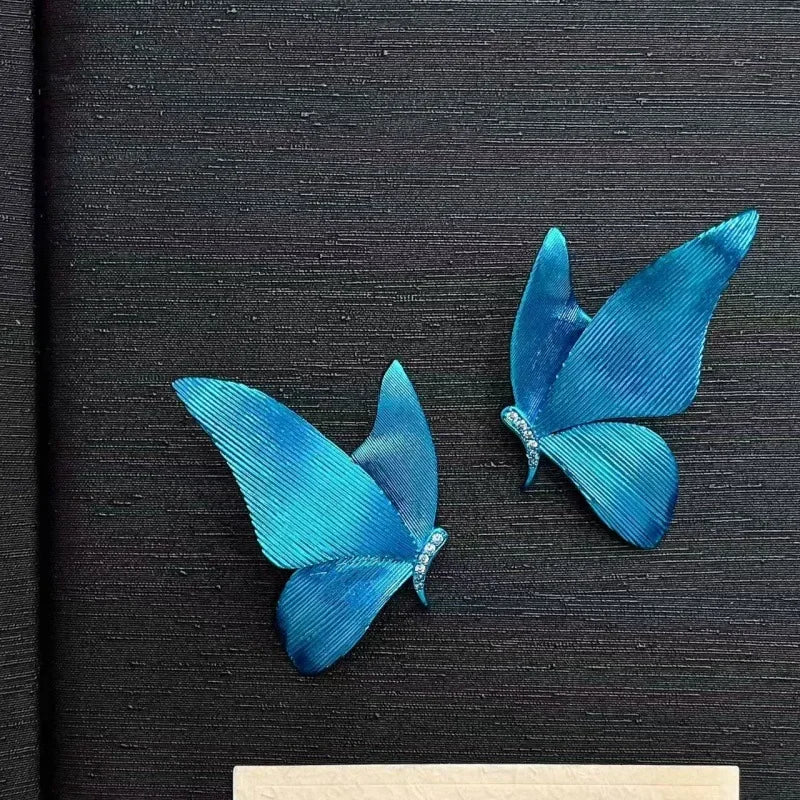 Bxoxo Gradual Dark Blue Butterfly Super Fairy Blue Ear Jewelry Women's Style Pearl And Jewelry Accessories Chinese Origin