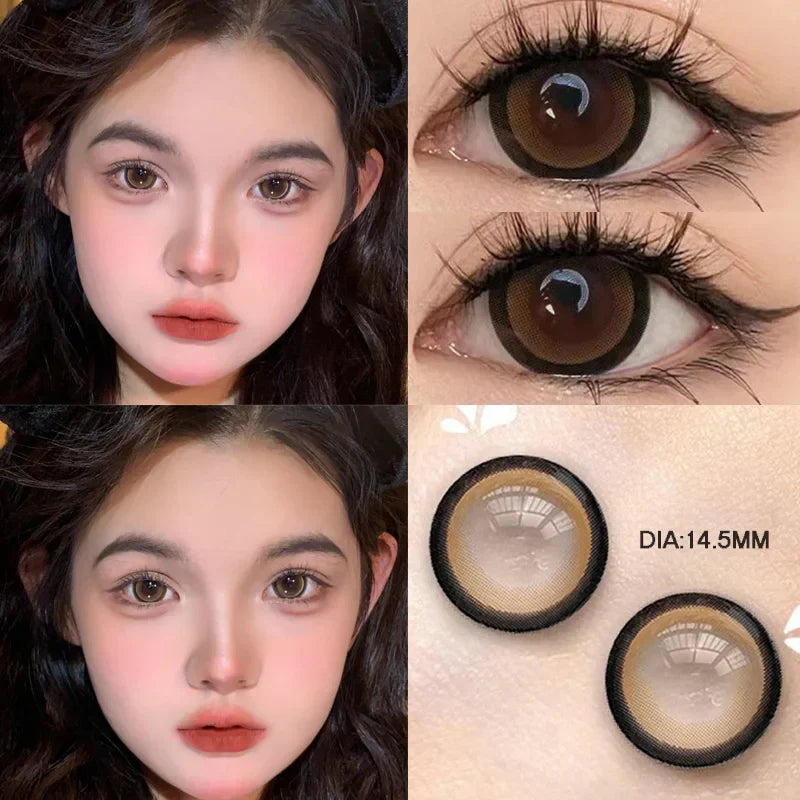 BXOXO 1Pair Colour Contacts Lenses Myopia Pink Rose Eye Lenses Beauty Pupil Blue Eyes Brown Lenses Makeup Free Shipping