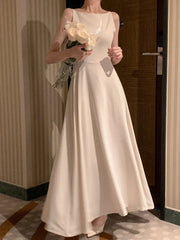 Bxoxo South korea Chic Gentle Sle Light Luxury off-Shoulder Advanced Design Sense  Sleeveless Long Versatile Dress