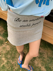 Bxoxo Korean Style Letter Print Mini Skirt Women Vintage Black Sexy Wrap Skirt Gray Y2k Casual Slim Up A-line Short Skirts