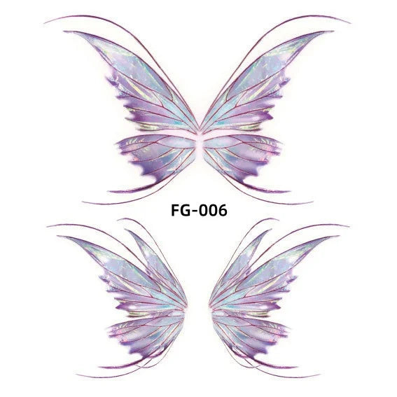 BXOXO 1Sheet Fairy Butterfly Wings Shiny Tattoo Sticker Waterproof Eyes Face Art Fake Tattoos for Women Makeup Dance Music Festival