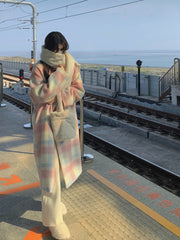 BXOXO - Long Plaid Rainbow Coat