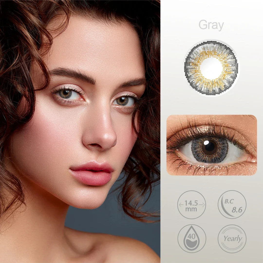 BXOXO Professional Colored Contact Lenses Enlarge Eyes 3-TONE Color Eye Lenses Color Contact Lenses for Eyes 1 Pair Yearly Lens