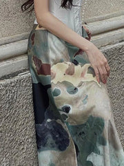 BXOXO New Stylish Vintage Satin Women'S Long Skirt y2k Aesthetic Harajuku Straight Skirts Korean Fashion Clothes Summer