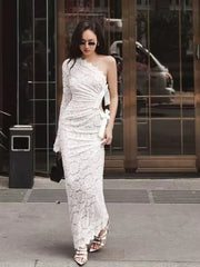 Bxoxo Sexy Slash Neck Lace Dress for Women Y2K Fashion Hollow Out Slim Midi Dress Femme Chic Tight Backless Party Night Vestidos Mujer