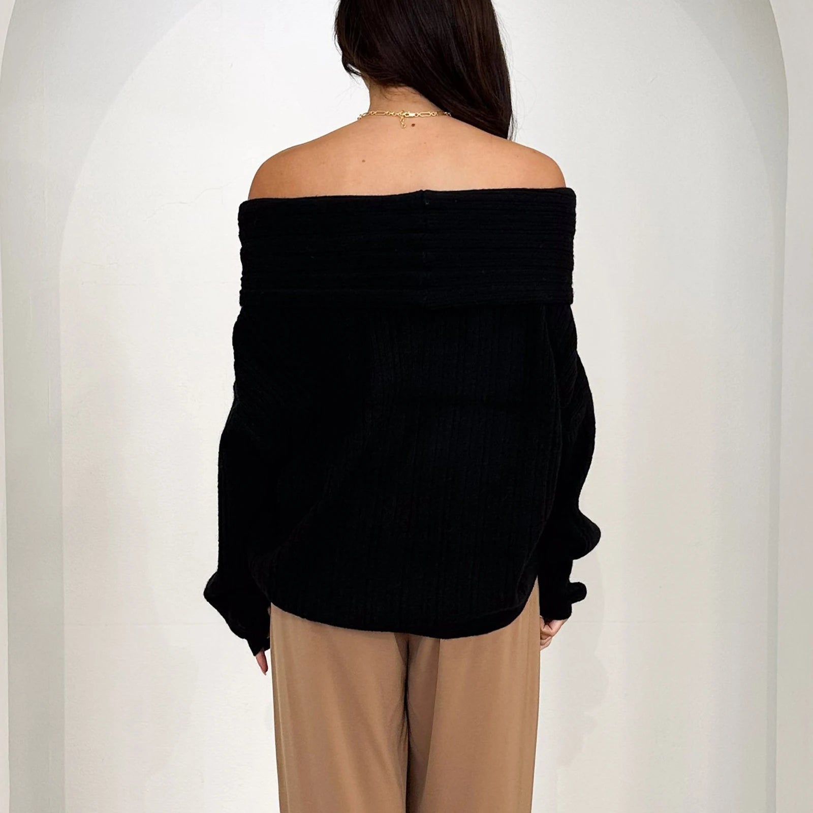 BXOXO Elegant Womens Off Shoulder Sweaters Casual Oversized Batwing Sleeve Sweatshirt Fall Pullover Knit Tops Blouse Outwear