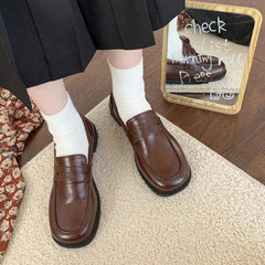 BXOXO FALL OUTFITS Loafers Women jk Uniform Shoes Uwabaki Japanese JK Round Toe Women Girls School Students mary janes Lolita Brown Cosplay Shoes