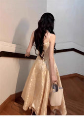 BXOXO Vintage A-Line Jacquard Party Dresses Women Jacquard Spaghetti Strap Big Swing Dress Luxury Sleeveless Vestidos 270A