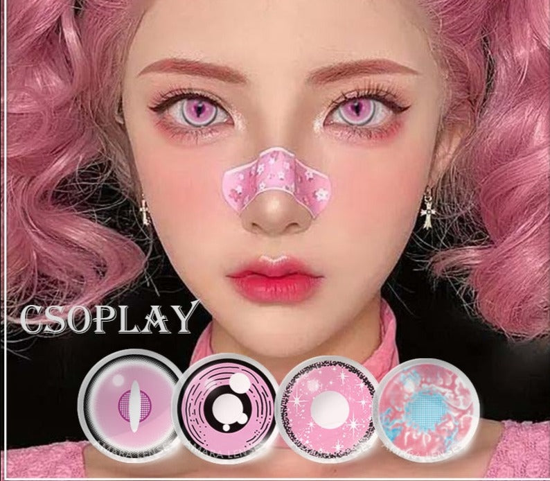 BXOXO Color Contact Lenses For Eyes 2pcs Anime Cosplay Colored Lenses Blue Crazy Halloween Lenses Contact Lens Beauty Makeup