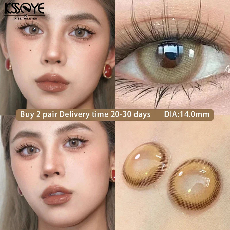 BXOXO 1Pair Brown Myopia Colour Circular Contacts Lenses Natural Blue  Eye Lenses Beauty Pupil Brown Lenses Makeup
