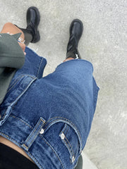 Bxoxo Summer Blue Ragged Edge Retro Versatile Denim Shorts Women's New Korean Fashion High Waist Straight Simple Women's Short Jeans