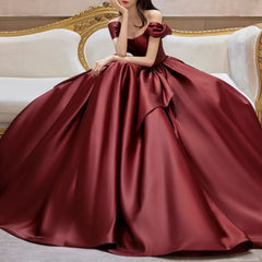 BXOXO Customized Fashion High End Slash Neck Big Swing Wedding Party Dresses Exquisite Satin A-line Tailing Gown Front Bow Back Straps