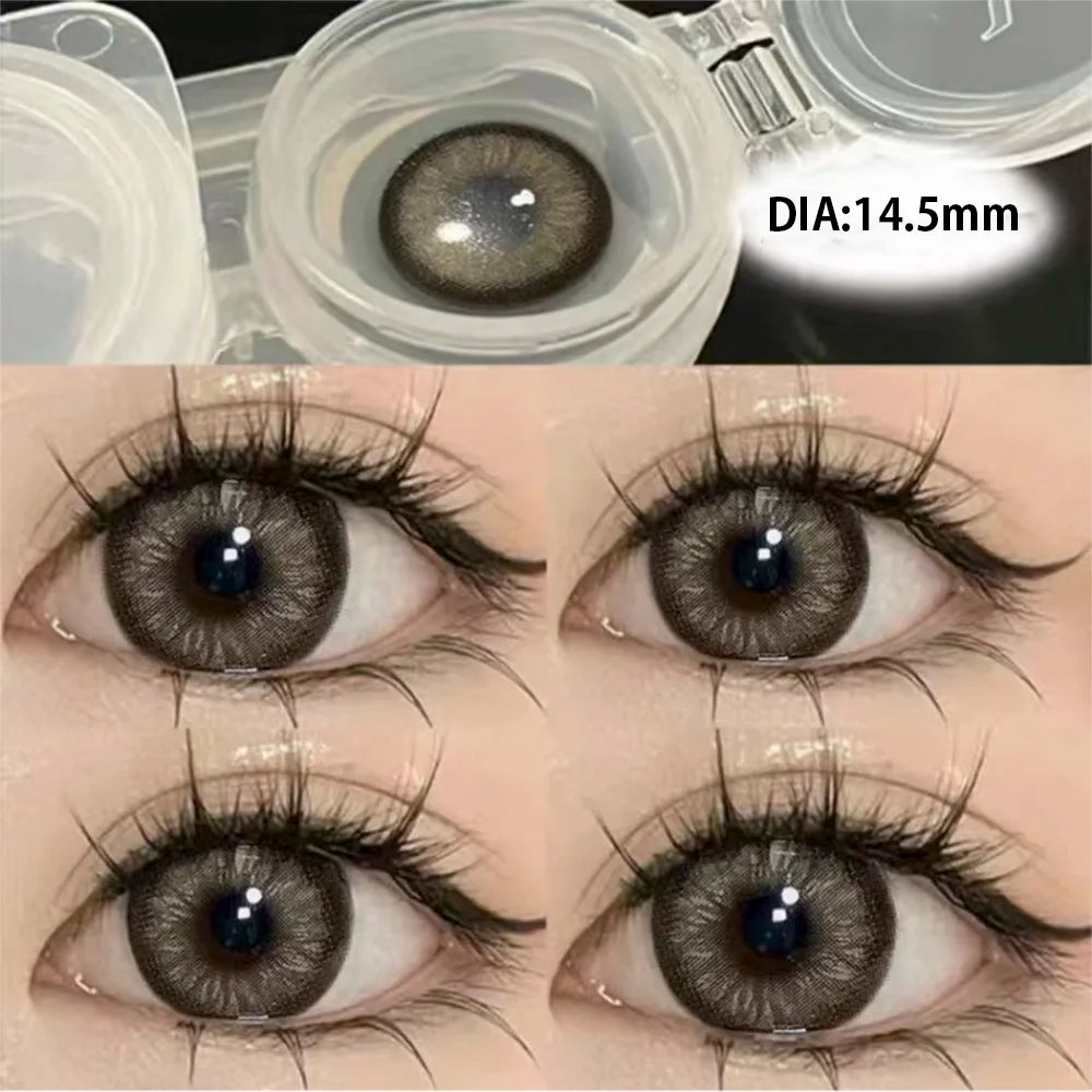BXOXO 2Pcs Natural Eyes Contacts Lenses Myopia Prescription Circle Colored Lenses Beauty Pupil Makeup Lens Yearly