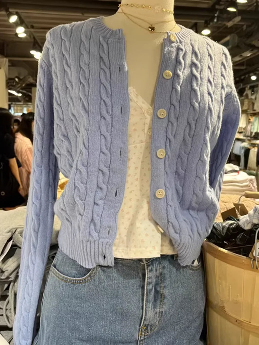 Bxoxo Flower Chic Cardigan Sweater Woman Round Neck Long Sleeve Single Breasted Cotton Outerwear Autumn Casual Loose Sweaters