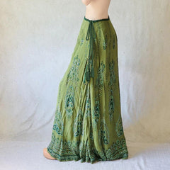 Bxoxo Retrp Print Knitted Long Skirts Chic Lace-up Low Rise Loose A-line Vintage 2000s Skirts for Women y2k Aesthetic Clothing