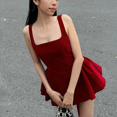 BXOXO Red Bow Dress Women's Sexy Backless Slim Tank Top A Line Dress Sleeveless Spaghetti Straps Luxury Party Evening Dress