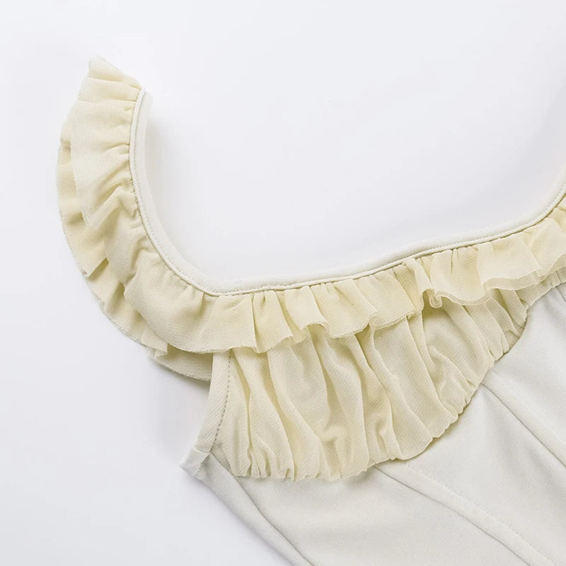 Bxoxo Corset Top y2k Clothes Women Coquette Clothing Ruffle Lace Trim Low Cut Sleeveless Tank Top 2000s Clothes Streetwear
