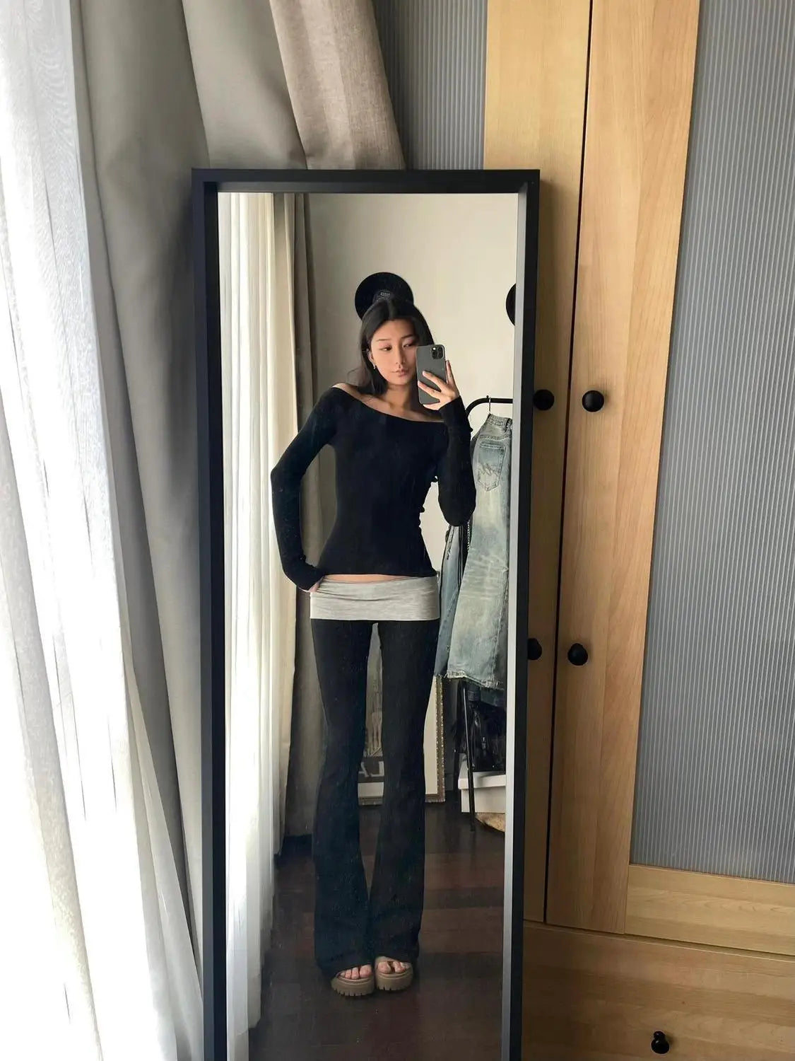 Bxoxo Gray High Waist Basic Flared Pants Solid Color Jogging Fitness Yoga Trousers Slim Korean Fashion Casual Streetwear Lady