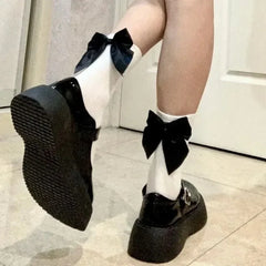 BXOXO Y2K Sweet Bowknot Kawaii Socks Spring Summer Harajuku JK Lolita Cute White Socks Japanese Style Women Girls Middle Tube Socks