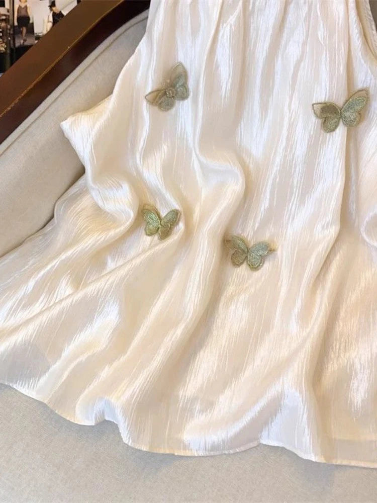 BXOXO 3D Bufferfly Halter Tanks Women Sweet Fashion Loose Elegant Tanks Korean Chic Causal Summer Female All Match Sleeveless Top