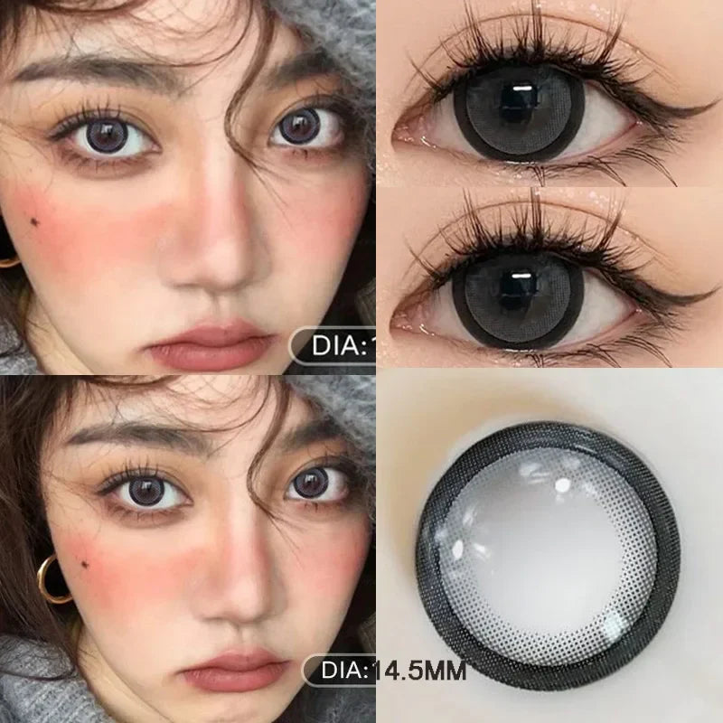BXOXO 1Pair Brown Myopia Colour Circular Contacts Lenses Natural Blue  Eye Lenses Beauty Pupil Brown Lenses Makeup