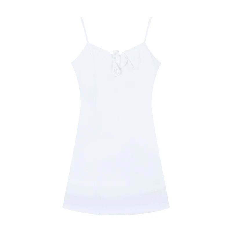 Bxoxo White Bow-Knot Strap Dr Women's Summer Slimming A-Line ort Skirt Waist-Cinching Korean Sle Commute Dr