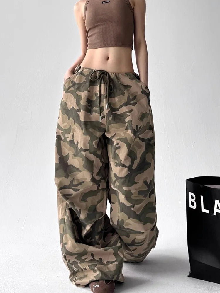 Bxoxo Y2K Camouflage Cargo Pant Women Streetwear Loose Hip Hop Harajuku Trousers American Vintage High Waist Summer Bf Casual Pants