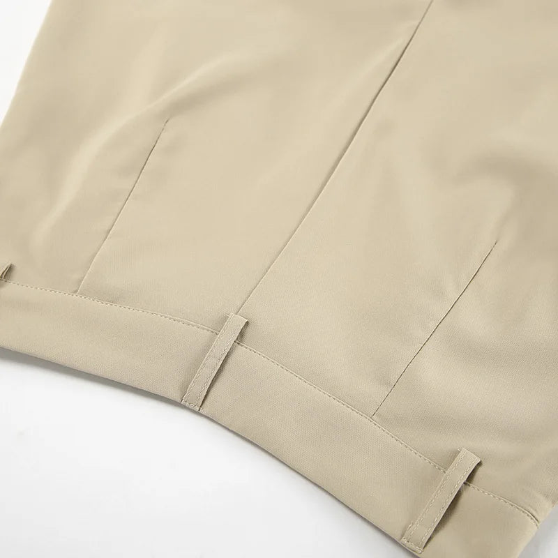 Bxoxo Spring Summer Women Office Shorts Suit Set Solid Khaki Sleeveless Halter Outfit 2 Piece Matching Sets For Women