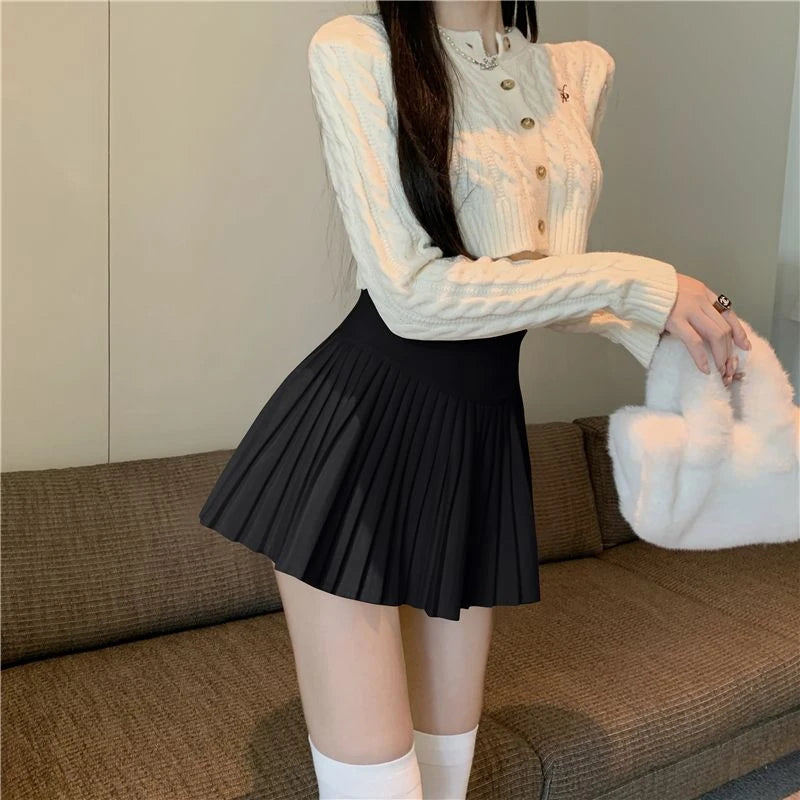 Bxoxo Summer High Waist Skirts Womens Sexy Mini Skirts Vintage Pleated Skirt Korean Tennis Skirts Short White Black
