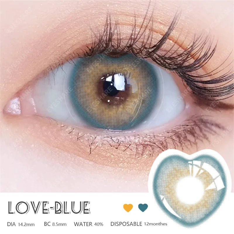 BXOXO Fashion Colored Contact lenses Blue Pink Colorful Contact Lens for eyes Natural Cosmetic Makeup Yearly Use 2pcs/pair