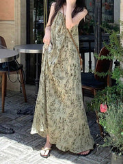 Bxoxo Retro Watercolor Floral Print Maxi Dr Women's Summer Vaion Beach Date Gown Svel A-Line Dr Casual Sle